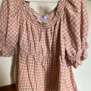 Old Navy Pink and White Smocked Blouse